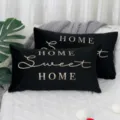 Black velvet lumbar pillow cover with gold English text, Nordic luxury home decor cushion cover - 30*50cm (Insert Not Included) / Black Sweet Home Gold Foil