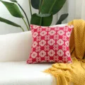 Federa per cuscino jacquard con fiori rossi, copricuscino decorativo per divano trifoglio. - 30*50 (Senza Anima) / Rosso