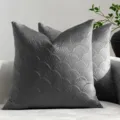 Dark Gray Velvet Throw Pillow Cover with Ginkgo Leaf Pattern Decorative Cushion Case - Dark Gray Ginkgo Leaf Cushion Covers