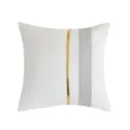 Modern minimalist velvet throw pillow cover with elegant gold strip and sparkling rhinestone accent. - White Rhinestone Applique