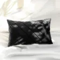 Black velvet throw pillow cover with elegant pinch-fold grid design for modern home decor. - 30*50 (No Insert) / 5x5 Black Checks