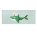 Green cartoon whale blackout window curtain for kids bedroom, easy punch-free adhesive design. - 100*40cm / Velcro Small Curtain 36