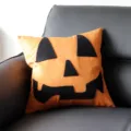 Halloween pumpkin throw pillow cover, orange decorative cushion case for autumn holiday party. - Hannya Mask