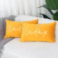 Yellow velvet gold-stamped relax waist pillow cover, Nordic minimalist cushion case. - 30*50cm (Insert Not Included) / Golden Yellow Relax Gold Foil