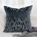 Housse de coussin en velours gris foncé avec motif dévoré ondulé, taie douce pour canapé. - 30*50 (sans rembourrage) / Motif brossé gris foncé