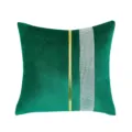 Green velvet cushion cover featuring gold stripe and rhinestone band for home decor. - Dark Green Rhinestone Applique
