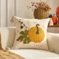 Fodera per cuscino ricamata con zucca autunnale e bellissime nappe per divano soggiorno - 1 Decorazione a nappina a zucca grande