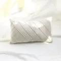 Beige velvet throw pillow cover with chic grid pleated design for modern home decor. - 30*50 (No Insert) / 5x5 Warm White Checks