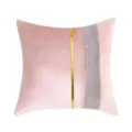 Pink velvet throw pillow cover with gold stripe and rhinestone band for modern home decor - Pink Rhinestone Applique