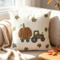 Fodera per cuscino ricamata con zucca e trattore autunnale per divano decorazione casa - 45*45cm / Auto