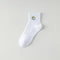 Calcetines deportivos blancos de media caña para hombre con bordado de oso, transpirables. - Bordado de oso polar