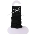 Calentadores de piernas negros de punto para mujer con lazo blanco, diseño de malla transpirable. - Talla única / Negro
