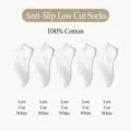 White short cotton socks for women and men, pure color ankle socks, 5 pairs pack. - One Size / White Ankle Socks