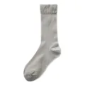 Women's breathable mid-calf ribbed stacking socks spring summer casual solid grey socks - One Size / Gray