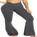 Pantalon de yoga évasé gris foncé à taille croisée, legging de fitness slim pour femme. - S / Gris
