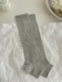 Grey knitted leg warmers for women, thin summer ballet style long socks for daily wear. - Gray