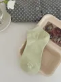 Calcetines cortos verde claro para mujer, cómodos calcetines de algodón para verano y primavera. - Talla única / Verde claro