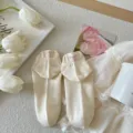 Calcetines cortos de algodón para mujer con lazo rosa, estilo japonés calcetines blancos. - Talla única / Blanco Roto