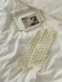 Beige polka dot split-toe mid-calf socks for women, spring and summer thin cotton socks. - One Size / Yellow