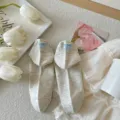 Bonitos calcetines grises con lazo, estilo japonés dulces calcetines cortos de algodón para verano. - Talla única / Gris claro