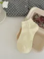 Chaussettes courtes confortables pour femmes coton mignonnes décontractées printemps été respirantes - Taille unique / Light jaune