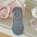 Calcetines invisibles de verano para mujer, diseño de malla transpirable ultrafino con bonito patrón. - Talla única / Gris