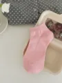 Chaussettes courtes côtelées roses pour femmes, chaussettes en coton mignonnes et confortables. - Taille unique / Rose