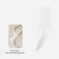 Calcetines altos blancos de algodón para mujer, suaves anti-bolitas para el invierno. - Blanco Roto