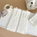 Calentadores de punto blanco para mujer, calcetines largos de invierno con lazos. - Blanco