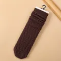 Calcetines largos slouch de punto marrón oscuro para mujer, prenda térmica de invierno. - Talla única / Café
