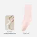 Calcetines largos de mujer algodón liso transpirable anti olor calcetines de maternidad rosa - Rosa Claro