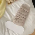 Khaki knitted leg warmers for women, cozy winter boot cuffs and stylish stack socks. - One Size / Light Coffee
