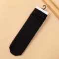 Mujeres calcetines largos gruesos calientes tejidos invierno acogedores apilables negros - Talla única / Negro