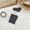 Calcetines de media pantorrilla gris oscuro melange para mujer, calcetines de invierno con etiqueta. - Talla única / Gris oscuro
