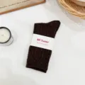 Women thick brown speckled mid-calf winter socks, cozy knit slouch socks for cold weather daily wear. - One Size / Brown