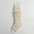 White knit stirrup leg warmers, cozy winter Y2K Japanese style slouch socks for women. - One Size / Off White