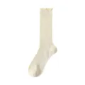 Calcetines de verano finos de color liso acanalados con bonito borde con volantes - Talla única / Amarillo Oca