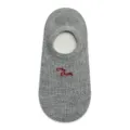 Grey low-cut invisible boat sock with cute puppy red embroidery, breathable summer mesh. - One Size / Light Gray