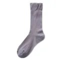 Women's Summer Thin Mesh Breathable Cotton Mid-Calf Striped Casual Socks Daily Wear Style - One Size / Smoke Purple