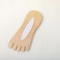 Women breathable mesh five toe invisible boat socks anti-slip beige summer short socks - One Size / Turmeric