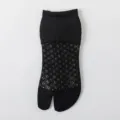 Black mesh split-toe socks for women, breathable summer mid-tube tabi socks, comfy style. - One Size / Black