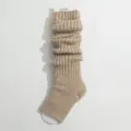 Beige Knitted Stirrup Leg Warmers Solid Color Slouchy Long Socks for Women Winter Y2K - One Size / Milk Tea