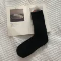 Calcetines de tubo medio acanalados lisos para mujer, calcetines de invierno negros. - Talla única / Negro Trenzado