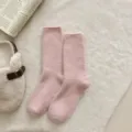 Calcetines acogedores rosados mullidos de felpa invierno mujer suaves cálidos casa - Talla única / Estilo de Color Sólido / Rosa Púrpura