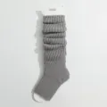 Gray knit leg warmers, slouch socks Y2K Japanese style winter warm fashion calf socks - One Size / Light Gray