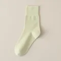 Calcetines medianos de color verde claro para mujer, algodón puro transpirable diario. - Talla única / Verde claro