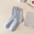 Calcetines de canalé azul claro para mujer, color sólido verano finos transpirables de algodón. - Talla única / Azul