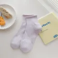Women's solid color mid-calf socks spring summer casual versatile cotton socks fashion - One Size / Light Purple