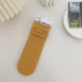 Solid color ribbed mid-tube stack socks for women, breathable and stylish casual wear. - One Size / Apricot Yellow
