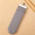 Grey knitted winter warm long socks, cozy slouch boot socks for women daily casual wear. - One Size / Light Gray